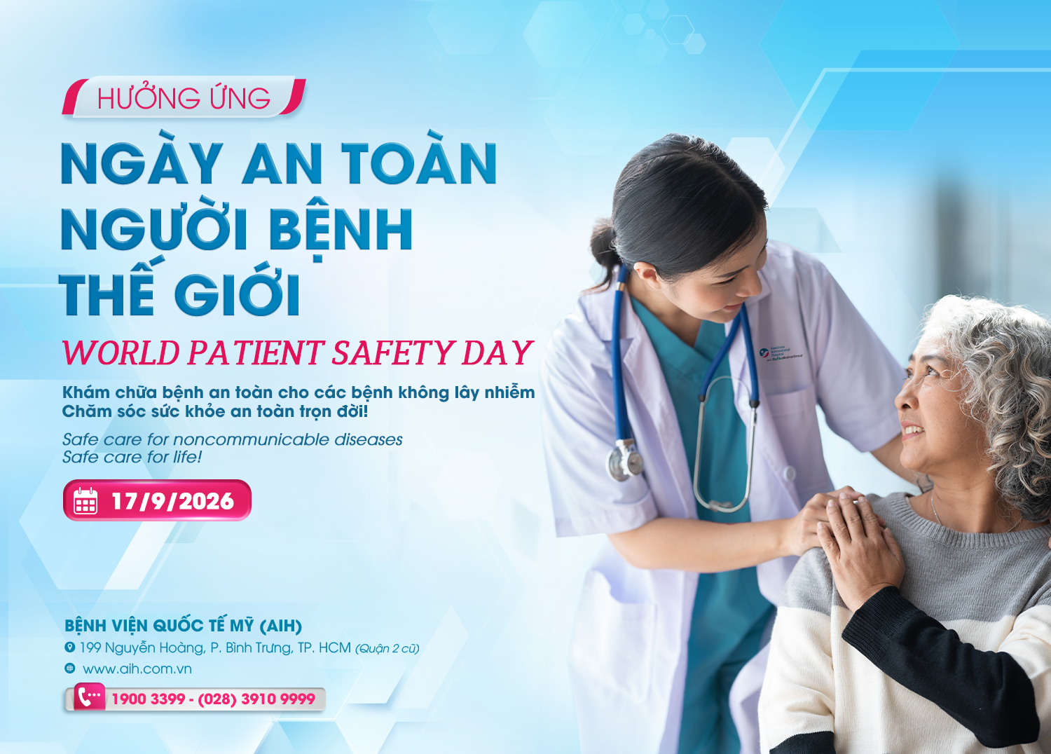 CHĂM SÓC SỨC KHỎE AN TOÀN TRỌN ĐỜI! KHÁM CHỮA BỆNH AN TOÀN CHO CÁC BỆNH KHÔNG LÂY NHIỄM