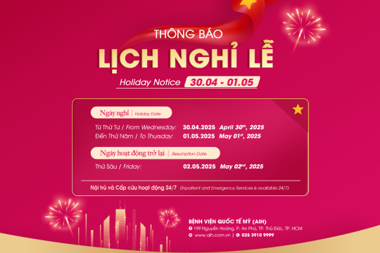 THÔNG BÁO NGHỈ LỄ 30/4 & 1/5 NĂM 2025