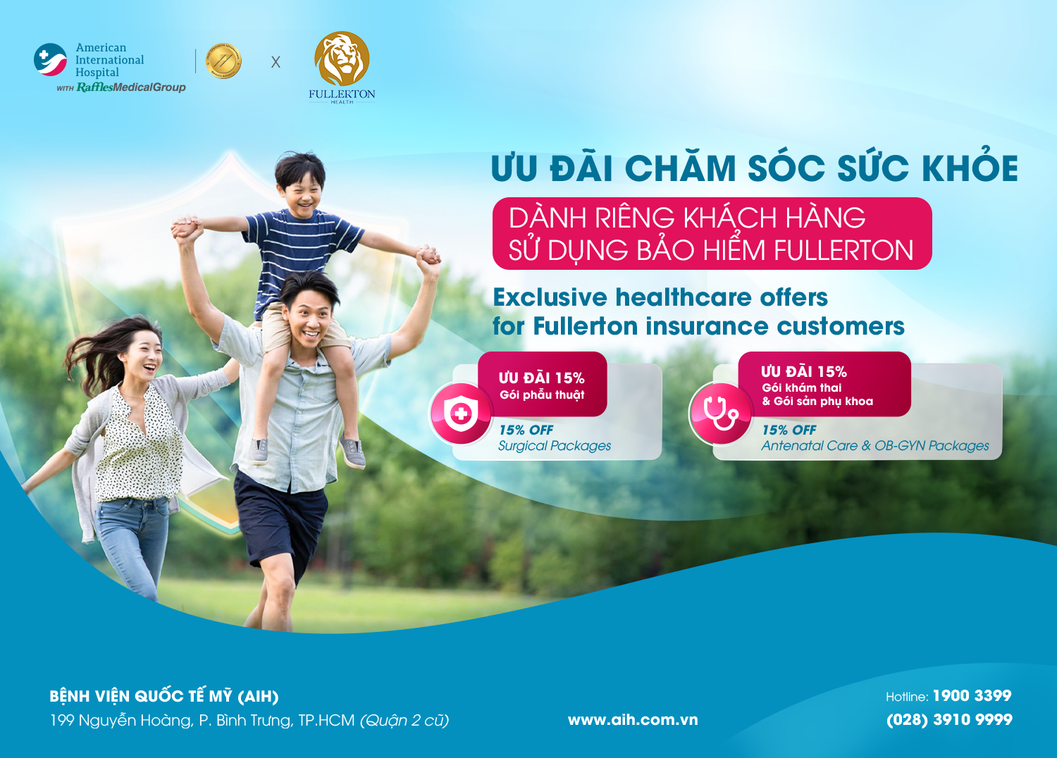 ƯU ĐÃI CHĂM SÓC SỨC KHỎE TẠI AIH DÀNH RIÊNG KHÁCH HÀNG SỬ DỤNG BẢO HIỂM FULLERTON