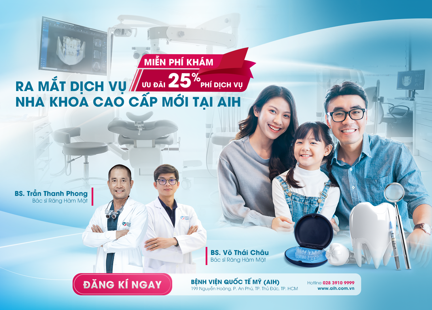 RA MẮT DỊCH VỤ NHA KHOA CAO CẤP MỚI TẠI AIH – MIỄN PHÍ KHÁM & ƯU ĐÃI 25% PHÍ DỊCH VỤ