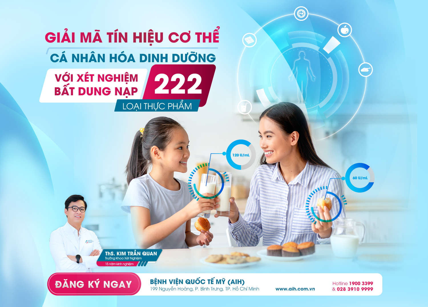 BẮT ĐẦU HÀNH TRÌNH CÁ NHÂN HÓA DINH DƯỠNG VỚI XÉT NGHIỆM BẤT DUNG NẠP 222 LOẠI THỰC PHẨM TẠI AIH