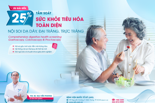 TẦM SOÁT SỨC KHỎE TIÊU HÓA TOÀN DIỆN​ TẠI AIH | NHẬN NGAY ƯU ĐÃI ĐẾN 25%​ GÓI NỘI SOI DẠ DÀY, ĐẠI TRÀNG, TRỰC TRÀNG ​CHUYÊN SÂU