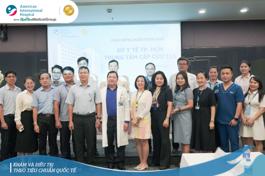 BỆNH VIỆN QUỐC TẾ MỸ (AIH) TIẾP ĐOÀN THẨM ĐỊNH TRẠM CẤP CỨU VỆ TINH 115 CỦA SỞ Y TẾ
