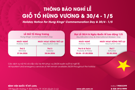 HOLIDAY SCHEDULE ANNOUNCEMENT ON HUNG KINGS’ COMMEMORATION DAY & 30/4 – 1/5